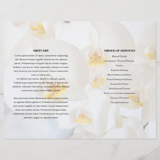 White floral Funeral Program sjabloon (Achterkant)