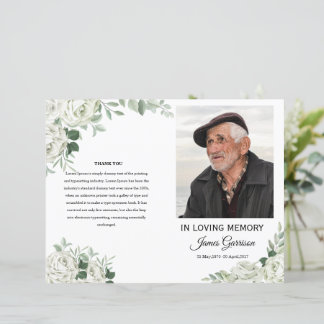 White Floral Funeral Programme Sjabloon