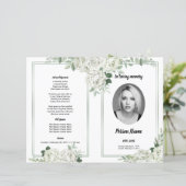 White Floral Funeral Programme Sjabloon (Staand voorkant)
