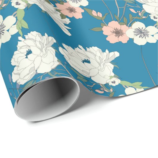 White Floral Garden Pattern Cadeaupapier (Rol Hoek)