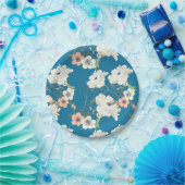 White Floral Garden Pattern Papieren Bordje (Feest)