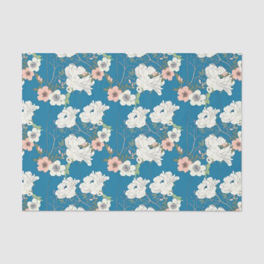White Floral Garden Pattern Tissuepapier (Voorkant)