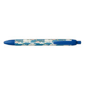 White Floral Garden Pattern Zwarte Inkt Pen (Achterkant)