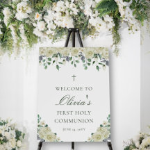 White Floral Girl's First Community Welcome Sign