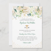 White Floral Gold Confetti RN afstuderen nodigt ui Kaart (Voorkant)