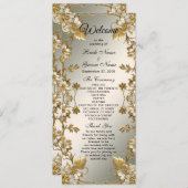 White Floral Gold  huwelijksprogramma Programma (Voorkant / Achterkant)