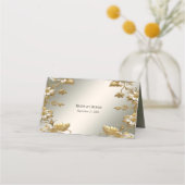 White Floral Gold  Place Card (Achterkant)