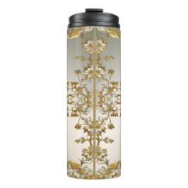 White Floral Gold  Thermische Tumbler Thermosbeker