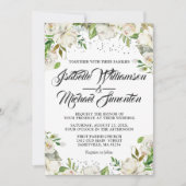 White Floral & Gold Watercolor Invitations de mari (Devant)