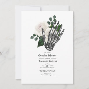 White Floral Gothic Wedding Couples Shower Kaart