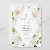 White Floral Graduation Party Kaart (Voorkant)