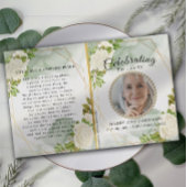 White Floral Greenery Celebration of Life Programm