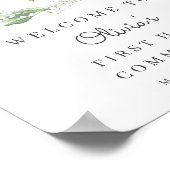 White Floral Greenery Eerste Communie Welkom Poster (Hoek)