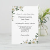 White Floral Greenery Elegant Formal Wedding Kaart (Staand voorkant)