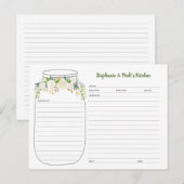 White Floral Greenery Mason Jar Recipe Kaarten (Voorkant / Achterkant)