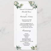 White Floral Greenery Programme de mariage traditi (Devant / Derrière)