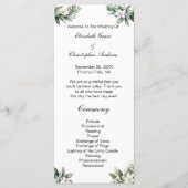 White Floral Greenery Programme de mariage traditi (Devant)