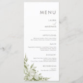 White Floral Greenery Wedding Menu (Voorkant)