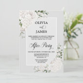 White Floral Grey Wedding After Party Kaart (Staand voorkant)