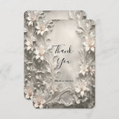 White Floral Hartelijk dank Bedankkaart (Voorkant / Achterkant)