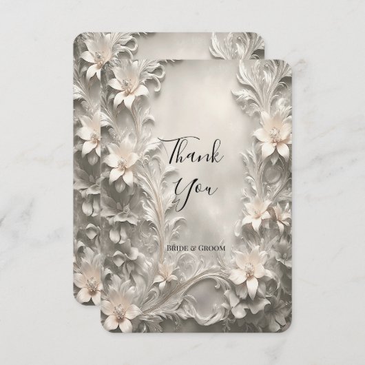 White Floral Hartelijk dank Bedankkaart (Voorkant / Achterkant)