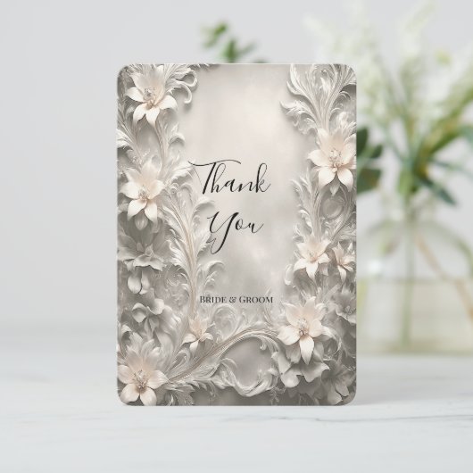 White Floral Hartelijk dank Bedankkaart (Staand voorkant)
