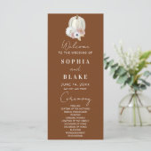 White Floral Herfst Pumpkin Brown Wedding Programm (Staand voorkant)