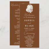 White Floral Herfst Pumpkin Brown Wedding Programm (Voorkant / Achterkant)
