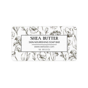 White Floral Homemade Shea Butter Soap Labels