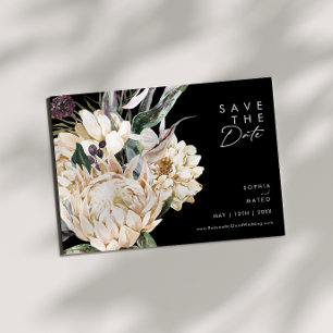 White Floral   Horizontaal zwart sparen de Datum Save The Date