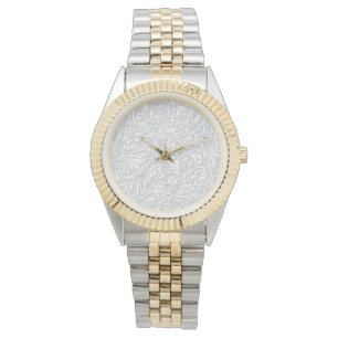 White Floral Horloge