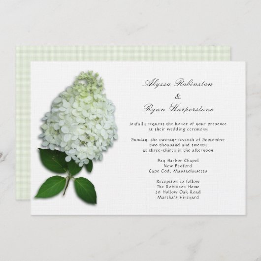 White Floral Hydrangea Wedding Invitations (Devant / Derrière)