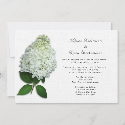 White Floral Hydrangea Wedding Invitations (Devant)