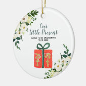 White Floral Kerstmis aankondiging Keramisch Ornament (Links)
