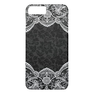 White Floral Lace Black Damascus 2 iPhone 8 Plus / 7 Plus Hoesje