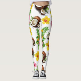 White Floral Leggings