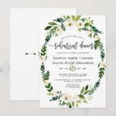 White Floral met handschrift repetitief diner Kaart (Voorkant / Achterkant)