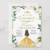 White Floral Mexicain Gold Quinceanera Invitation (Devant)
