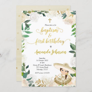White Floral Mexican Baptism and First Birthday in Kaart