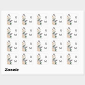 White Floral Monogram Envelope Seals Vierkante Sticker (Vel)