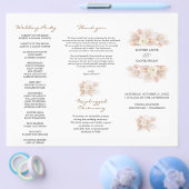 White Floral Pampas Grass Tri+Fold Wedding Program Flyer (Enkel)