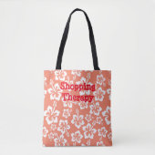White Floral Pattern Canvas tas (Voorkant)