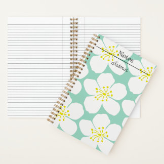 White Floral Pattern Notitieboek