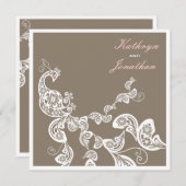 White Floral Peacock Elegant Boho Wedding Invite Kaart (Voorkant / Achterkant)
