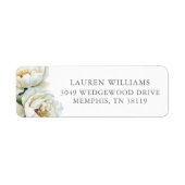 White Floral Peonies Personalized Etiket (Voorkant)