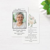 White Floral Photo Sympathie Funeral Prayer Card Visitekaartje (Bureau)