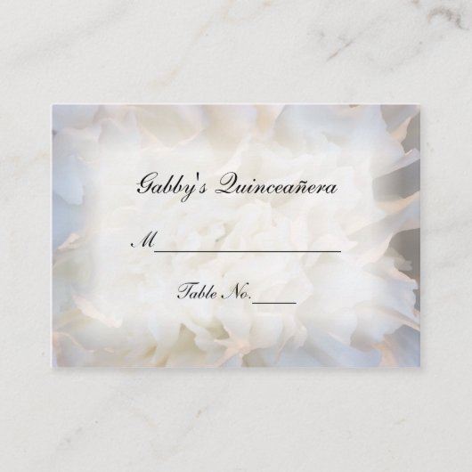 White Floral Quinceañera Place Card Plaatskaartje (Voorkant)