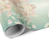 White Floral Rabbit Spring Art Cadeaupapier (Rol Hoek)