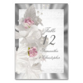 White floral roos bruiloft table number kaart (Achterkant)