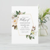 White Floral Rustic Barn Country Weddenfoto Kaart (Staand voorkant)